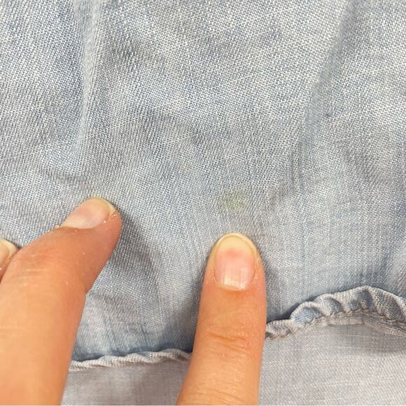 Cloth & Stone Chambray Short Sleeve Womens Blouse S Boho Beachy Coastal Cowboy - Picture 7 of 9